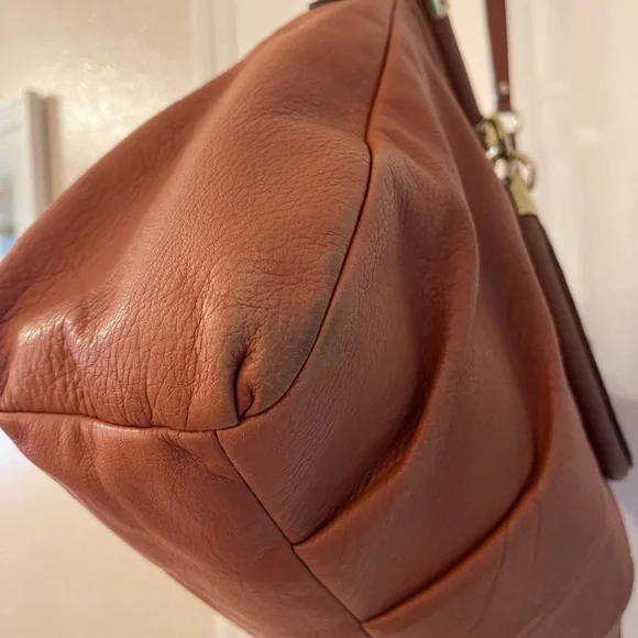 Coach Carrie Satchel in Cognac Leather with Gold Brass Accents - Picture 5 of 16